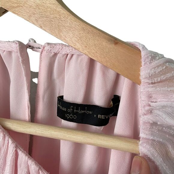 House of Harlow 1960 x Revolve Pink Sheer Tie Waist Mini Dress in Size Medium - Picture 8 of 8